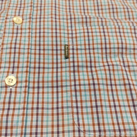 Barbour Country Tattersall Button Up Shirt Mens L Check Colorful Short Sleeve - Picture 3 of 7